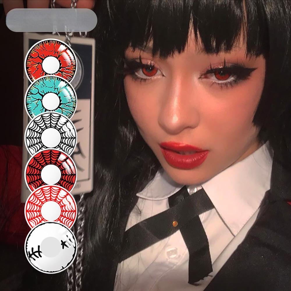 Buy Spider Web Halloween Contact Lenses Crazy Cosplay Eye Contacts Green Red Crack Contact Lens