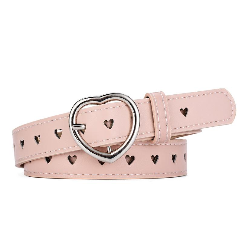 Single Product Love Buckle Belt Women'S Heart Shape Full Hole Hollow Decorative Women'S Belt