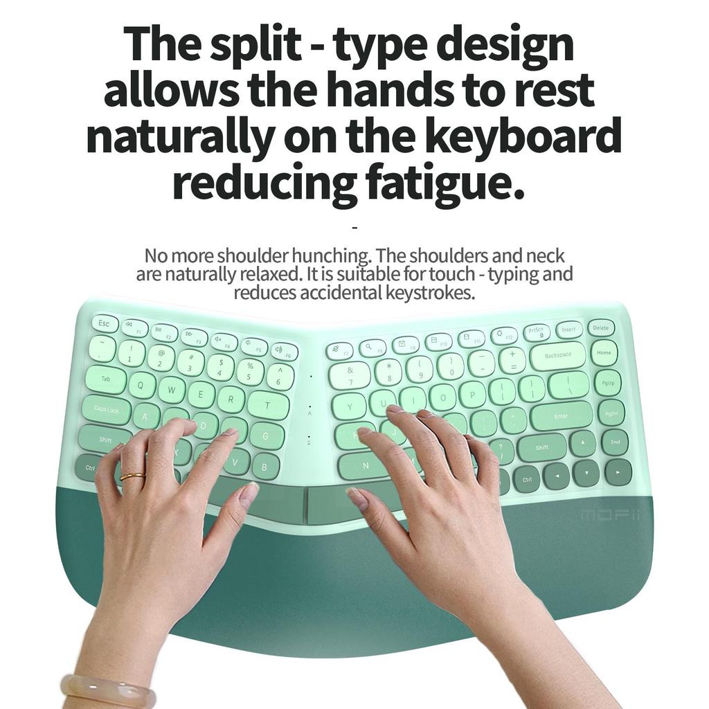 Mofii Ergonomic 2.4G Wireless Keyboard Mouse Combo with Wrist Rest,Split Design,1600DPI Vertical Mouse for PC/Laptop/Desktop
