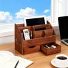 Juleduo Schreibtisch Buchständer, Bücherregal, Organizer, Kleinteileaufbewahrung, Schublade, Tischplattenaufbewahrung, Holz-Zubehörregal, Fernbedienungshalter (Braun)