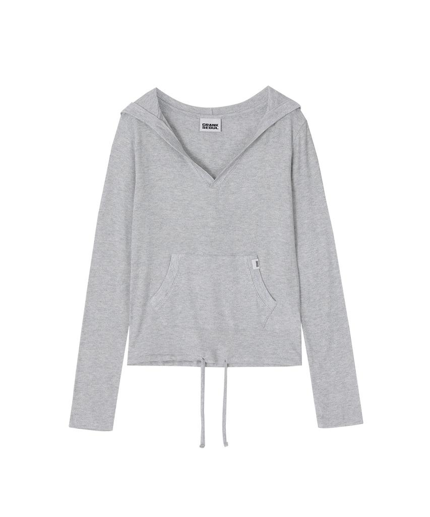 Soft Rib Hood Top_Light Melange Gray