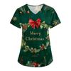 Women's Fashion V-Neck Short Sleeve Overalls With Pockets Christmas Printed Tops  Clothes