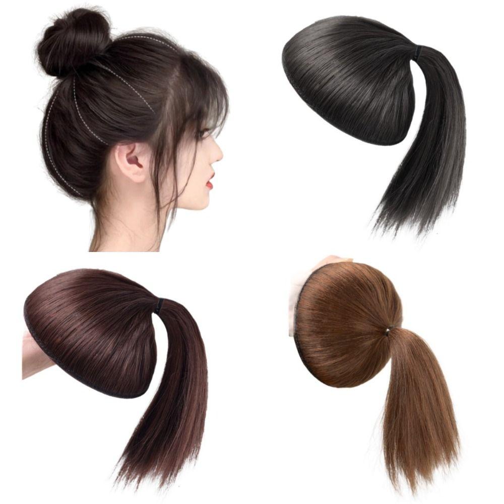 

Fluffy Hair Tie Head Hair Bag Ball Bun Maker Ponytail Hair Pieces Daily чорний/коричневий
