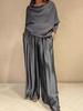 2026 Elegant Off-the-Shoulder Top & Satin Wide-Leg Pants Set