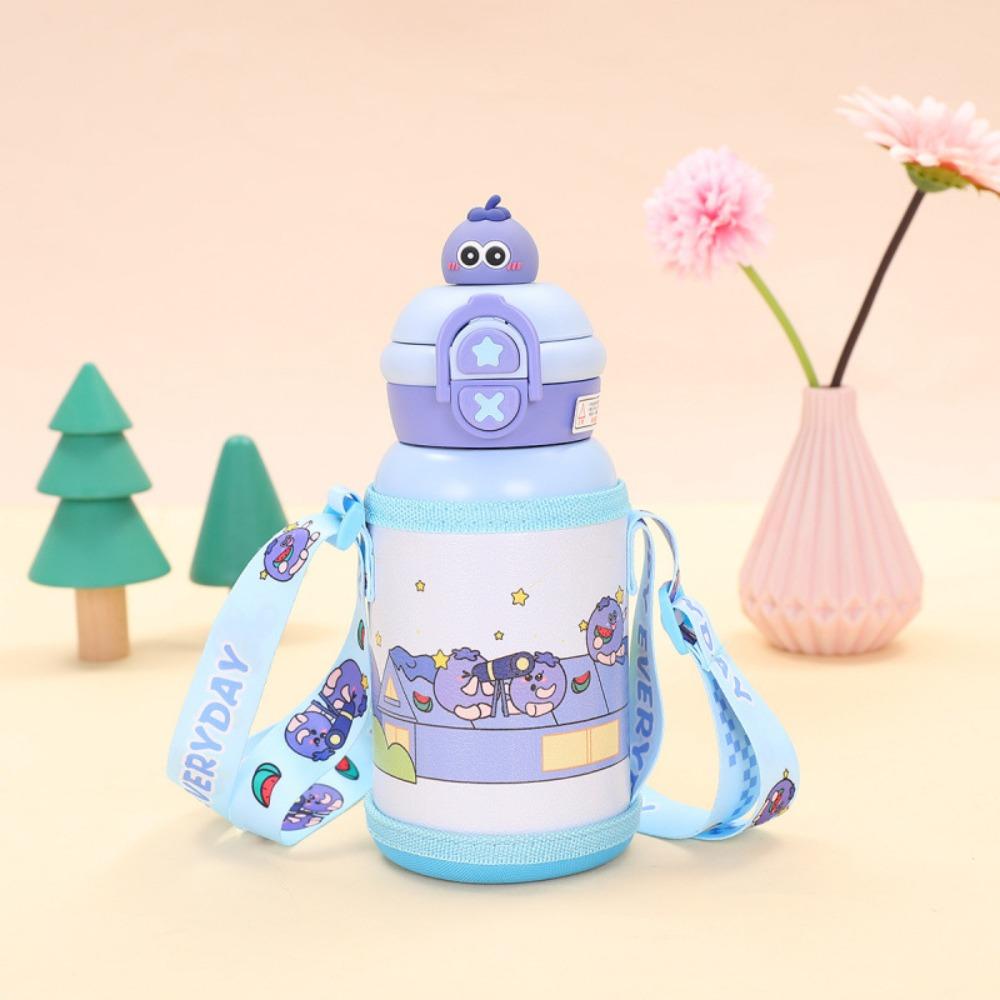 Cute Cartoon Children Thermal Cup Pop-up Lid Thermal Water Bottle Insulated Cup  Drinkware