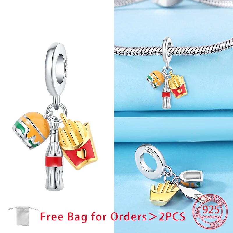 Original Food Series Charms French Fries Ice Cream Cola Cake Beads Copper Pendant Fit Bracelet For Women Diy Jewelry Gift