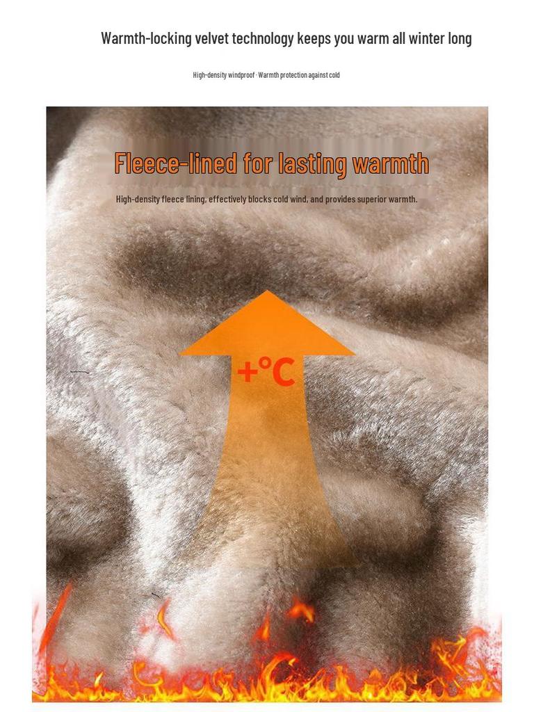 Men's American-Style Winter Leather Jacket with Fleece Lining – Solid, Warm, Windproof, Lapel, Loose Fit, Versatile.