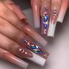 Foreign trade simple wearing nail white French rhinestone nail piece removable advanced fake nail finished patch nail