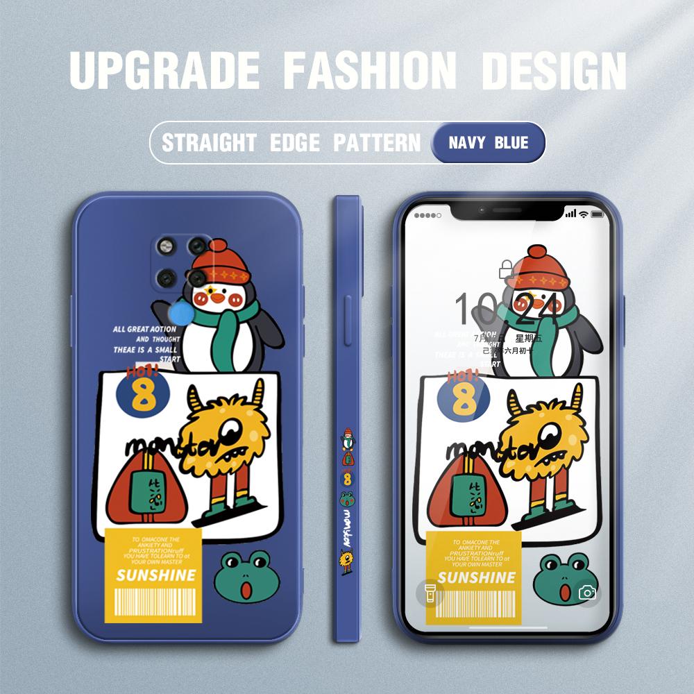 Cartoon Colorful Pattern Printing Pouzdro na telefon Čtvercové tekuté silikonové TPU Full Cover Fotoaparát Nárazuvzdorný ochranný kryt pro Huawei Honor Vivo
