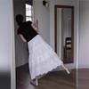 French White Lace High-waist Skirt WoMan's Summer Thin Drape Mid-length A-line Umbrella Skirt