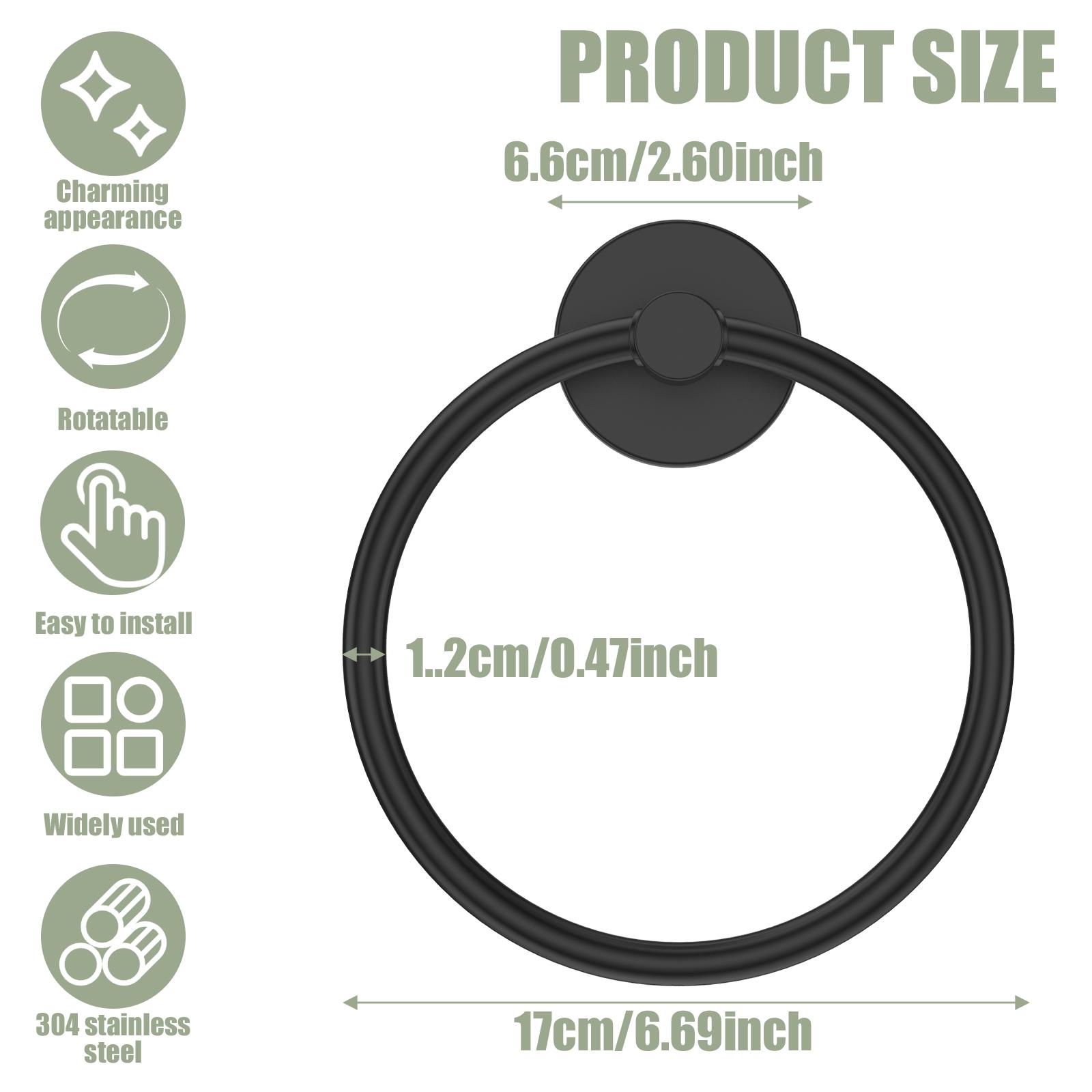 

Stainless Steel Magnetic Towel Holder Versatile Rust Resistant Towel Hanging Ring Round Towel Hanger for Kitchen Bathroom чёрный