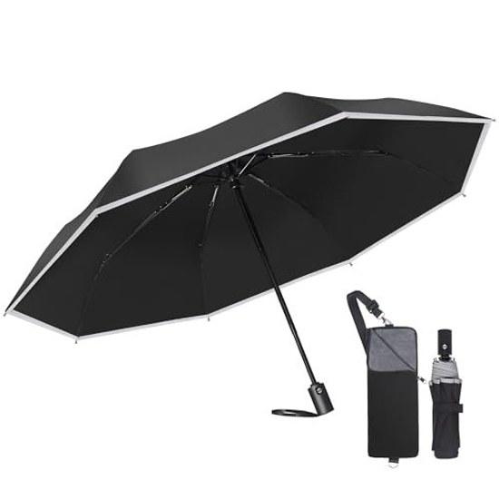 Folding umbrella one-touch automatic open close lightweight 280g ultra-absorbent pouch 5-level super water-repellent reflective tape 100cm large men 8