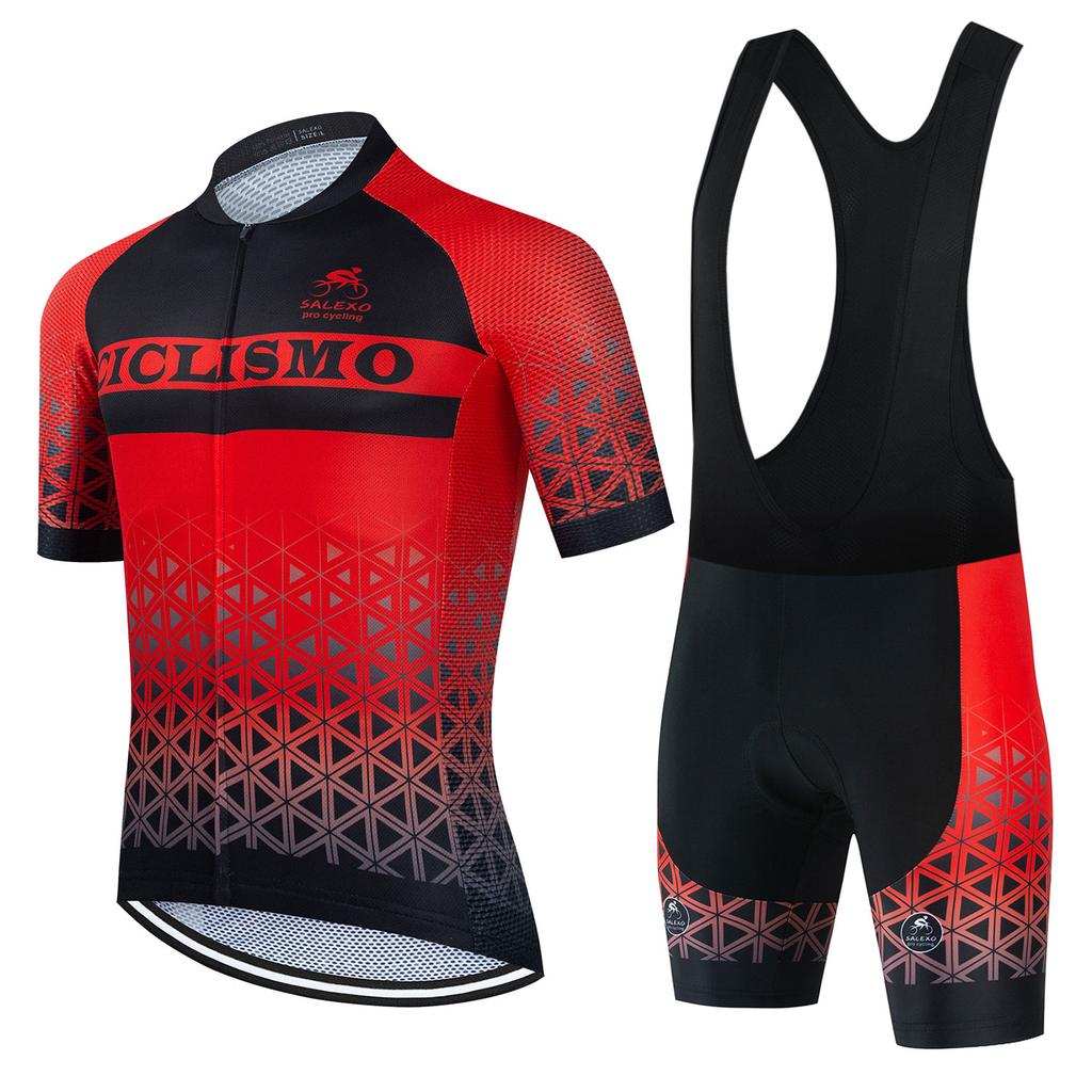 Salexo 2025 Cycling Clothes Summer Men Cycling Jersey Set Triathlon Riding Bike MTB Bib Pants Suit Short Sleeve Cycling Clothing