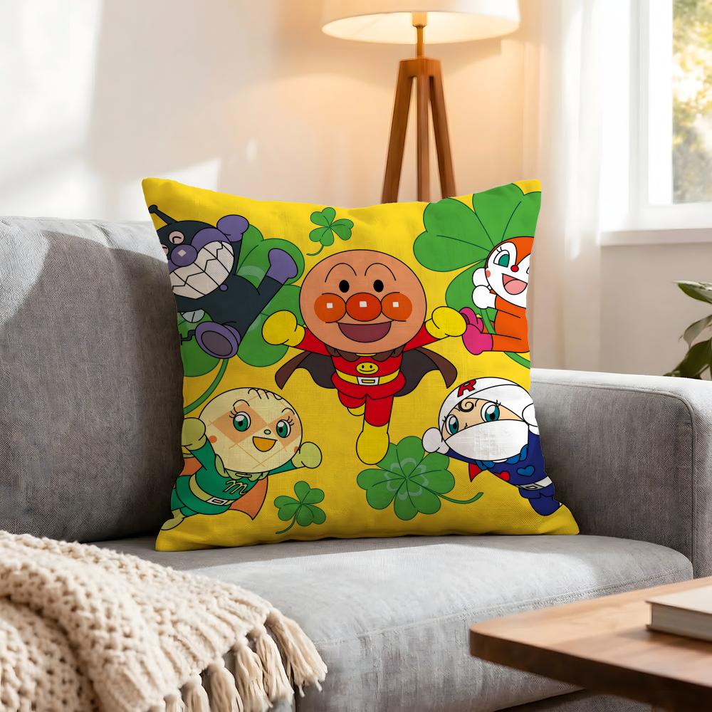 Cartoon Anpanman Cushion Cover 1Pcs Decorative Covers Soft Cushion Case For Sofa Couch Decor 40X40 45X45 Pillowcases