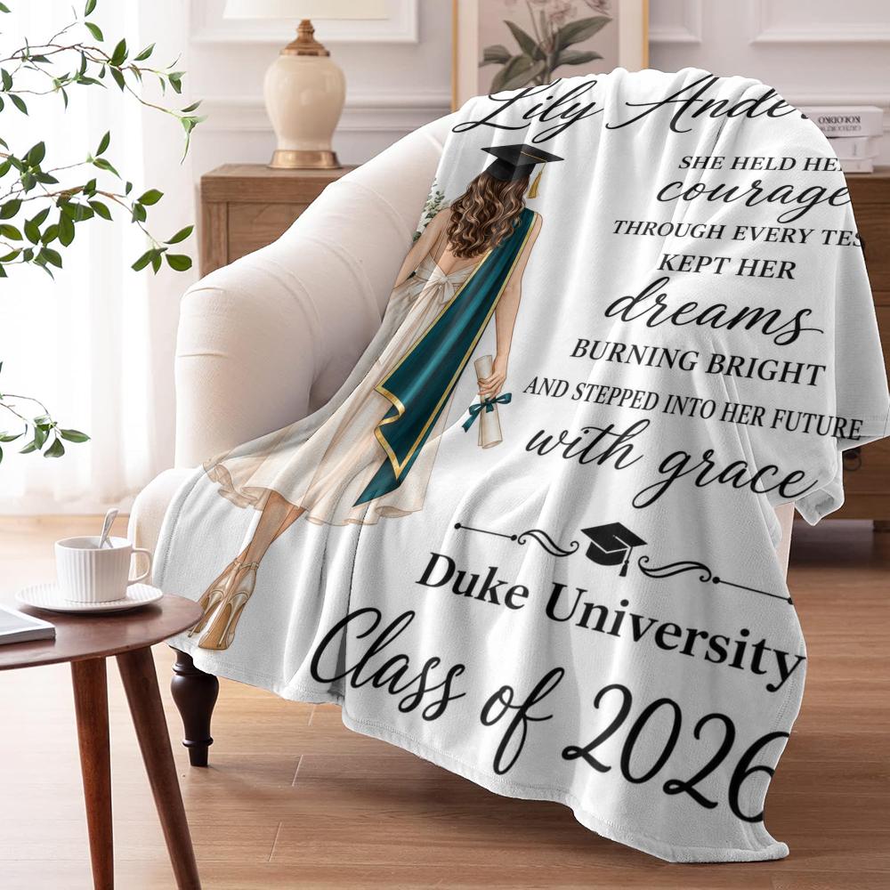 Graduation Girl Quotes Throw Soft Flannel Throw Summer AC Blanket Lightweight Cool Nap Blanket for Sofa Bed Couch Travel