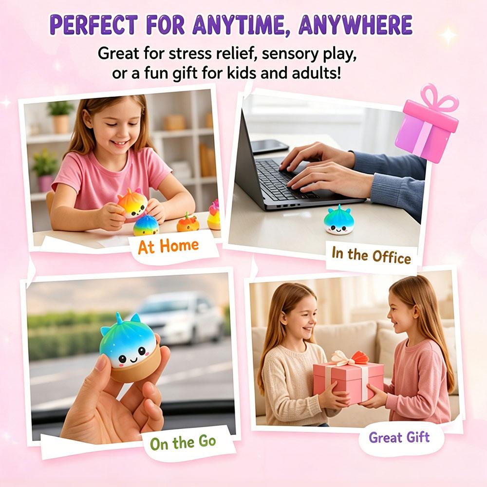 2026 Trendy Unicorn Steamed Bun Squishy Jumbo Simulation Food Squeeze Fidget Anti-Stress Novelty Gag Gift Office Ornament