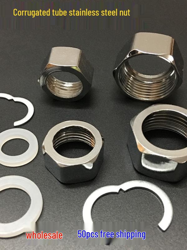 Stainless Steel Corrugated Pipe Nut for Water Heater, 4/6 Inch; 201/304 Hose Connector with Gasket