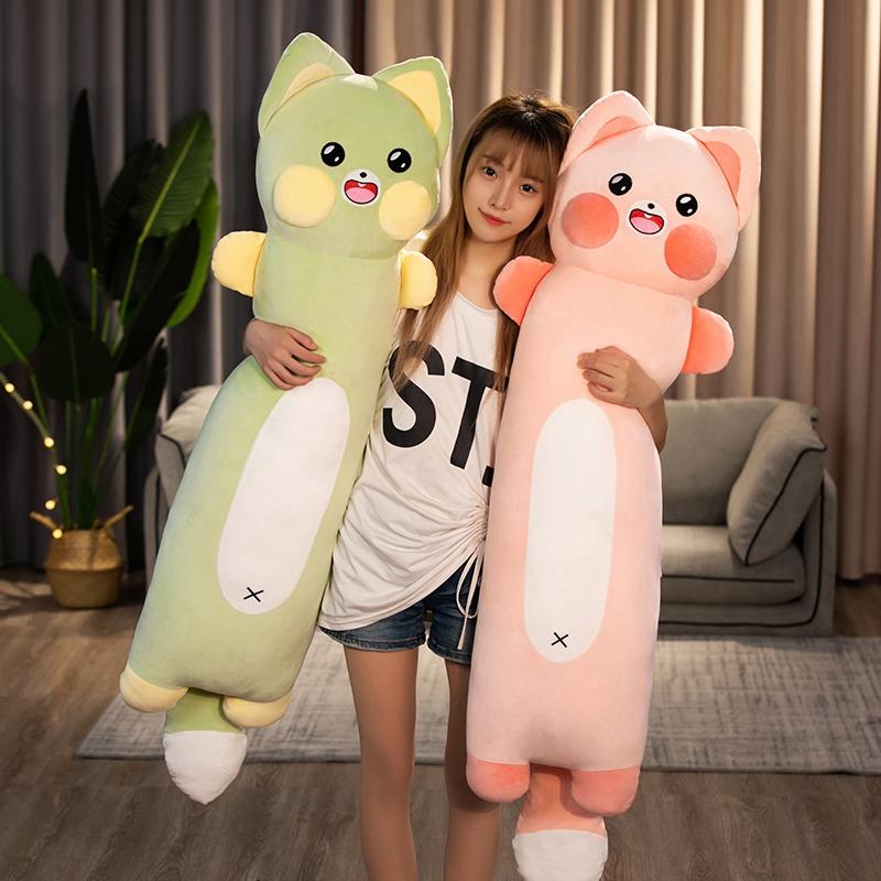 80-140CM Cute Cat Plush Doll Soft Long Body Raccoon Pillow Stuffed Toys Kawaii Kids Girls Birthday Xmas Gifts