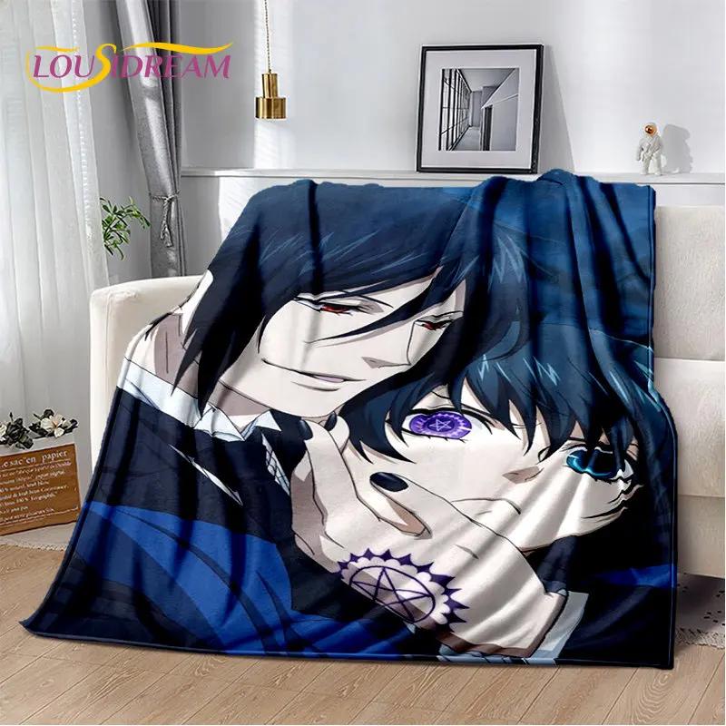 Black Butler Anime Cartoon Měkká plyšová deka, flanelová deka přehoz do obývacího pokoje Ložnice Pohovka Pohovka Piknikový povlak pro děti