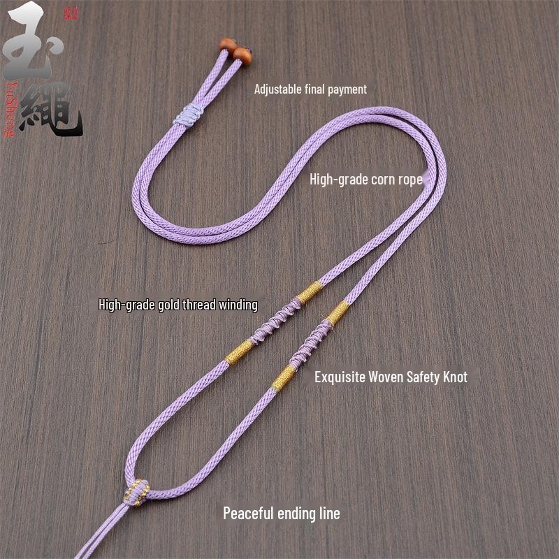 Hand-woven Adjustable Gold Jade Pendant Rope for Men and Women