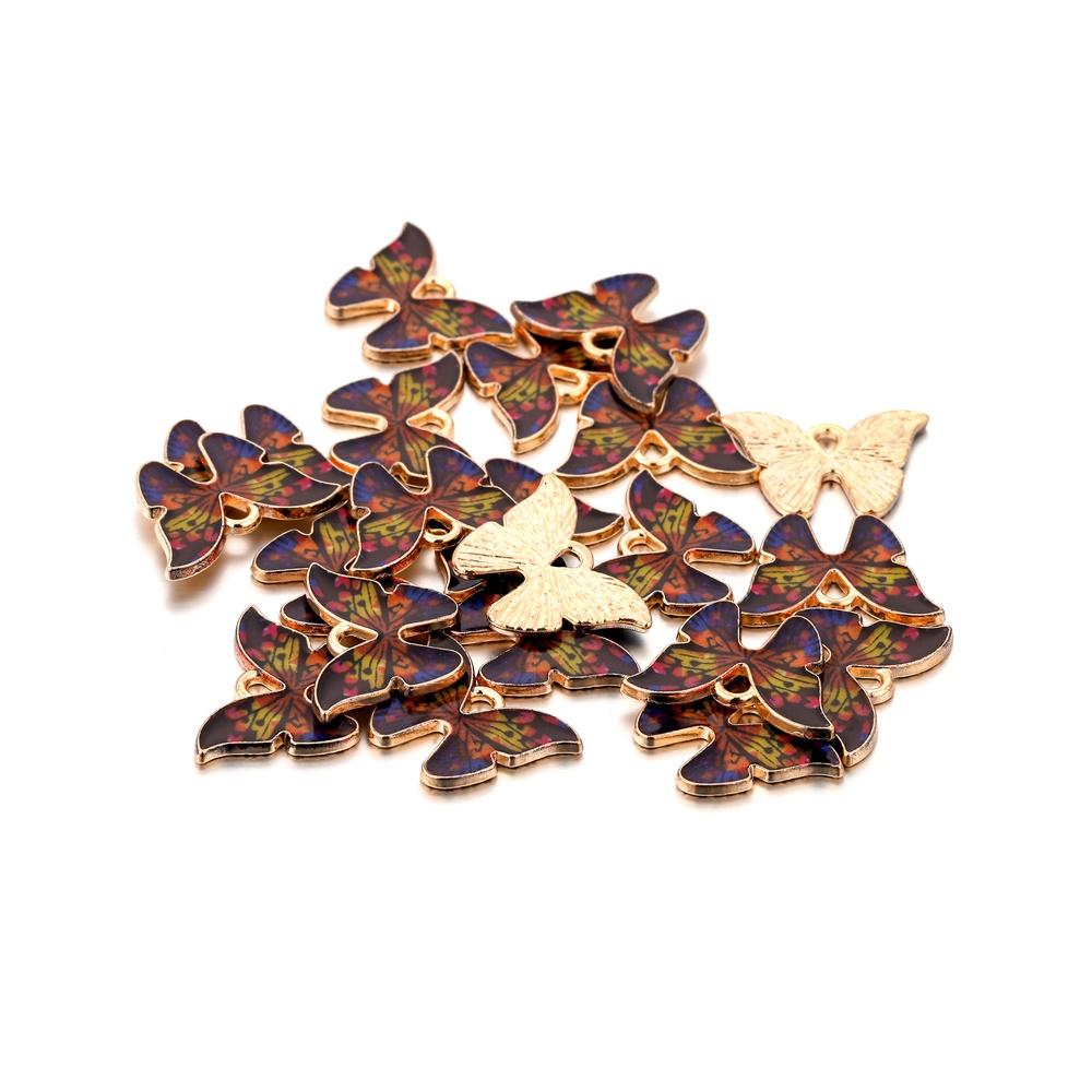 

10pcs/lot Enamel Metal Colorful Butterfly Charms Pendant for DIY Necklace Bracelet Key Chain Jewelry Findings Making Accessories коричневый