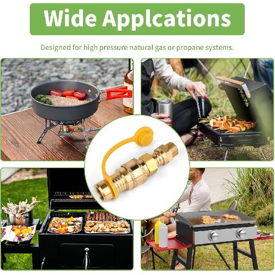 3/4 Inch Solid Brass Fitting Quick Connector, 3PCS Conversation for Pipe Natural Gas (3/4 Quick Connect)