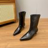 Fashion Autumn Winter Pointed Toe Women Slimming Modern Boots Female Elegant Thin Heel Mid Calf Booties Zapatos De Mujer