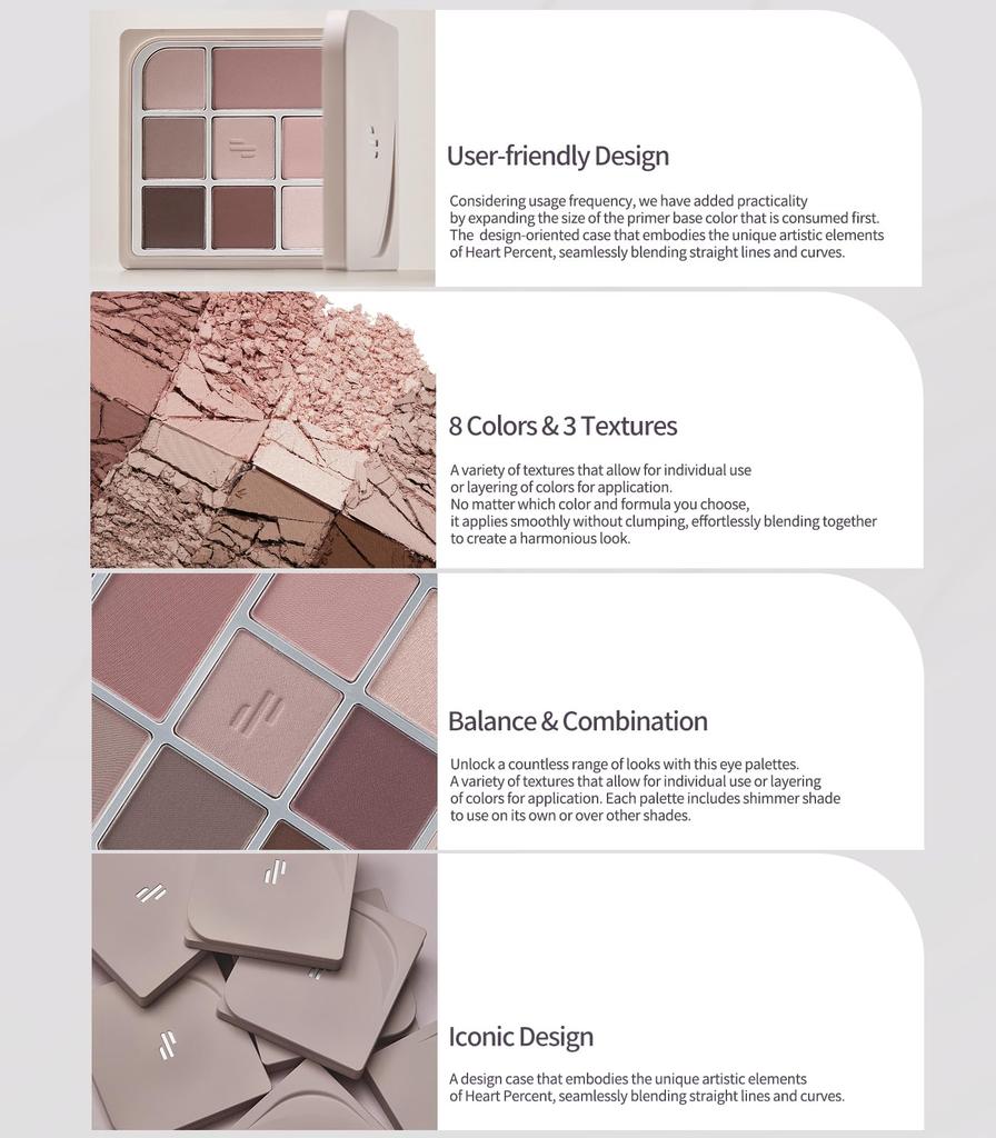 Paleta cieni do powiek On Mood Neutral Muse [Heart Percent]Dote (08 Faset)