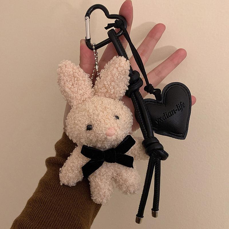 Kawaii Plush Rabbit Keychain Y2K Cute Sweet Bunny Stuffed Keyring Backpack Pendant Bag Hanging Decoration For Girls Gift