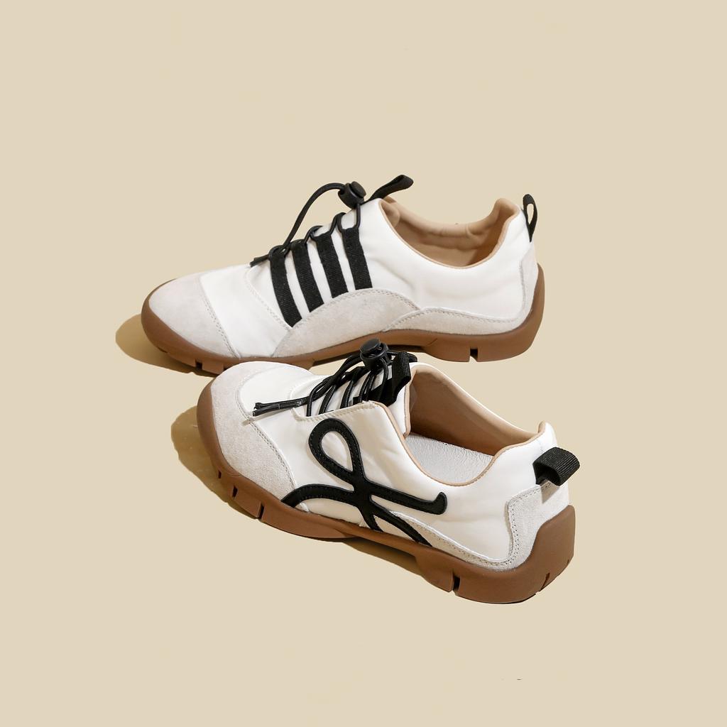 Dexun Schuhe Damen 2025 Herbst neue Retro Splicing Kordelzug Casual Forrest Gump Schuhe College Stil bequeme Laufschuhe