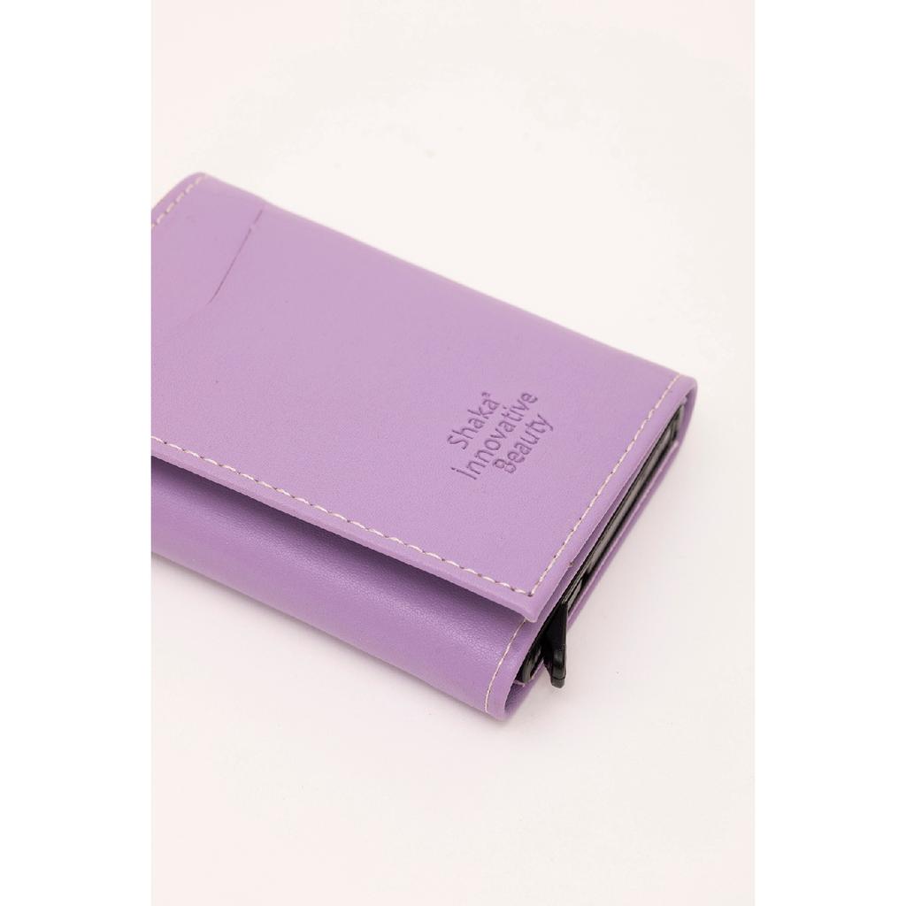 Schwarze Shk69-Geldbörse aus Kunstleder mit Papiergeldfach, automatischem Schiebemechanismus, Vordertasche und Kartenhalter