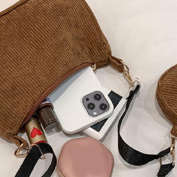 Corduroy Shoulder Bag with Mini Coin Pouch Crossbody Bags for Your Necessities