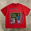 Men's T-shirt with Retro DARE Slogan Pattern Printed Short Sleeved T-shirt and American Street Style Round Neck Men's Casual Top