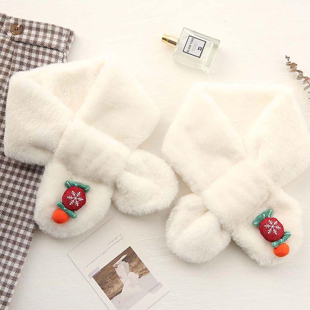Plush Solid Color Shawl For Female Neckerchief Wrap Neck Warmer Cross Scarf Plush Scarf Warm Scarf