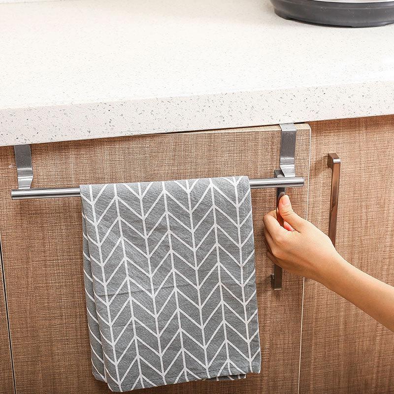 Stainless Steel Single-Pole Towel Rack - Kitchen Cabinet Door Hanger