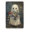 Vintage Ghost with Bouquet Metal Sign Wall Decor Halloween