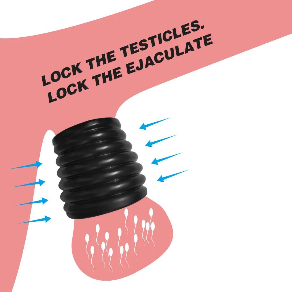 Zámek mužského penisu Erekční kroužek Bondáž Erekce kroužek míček Zpoždění ejakulace Opakovaně použitelné zvětšovací natahovač míče Sexuální hračka pro muže