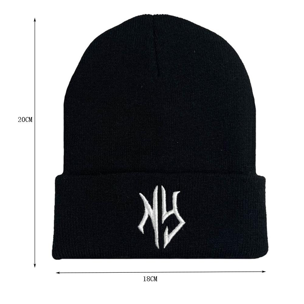 1pcs Hip Hop Embroidered Beanie Hats For Men Women Winter Warm Stretchable High Quality Knit Hat Couple Gift Accessories Black W