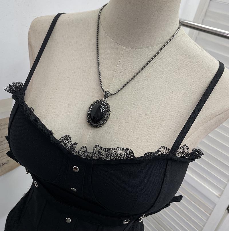 Y2K Spicy Girl Spitzenbesetztes Camisole mit Brustpolstern und Reißverschluss am Rücken