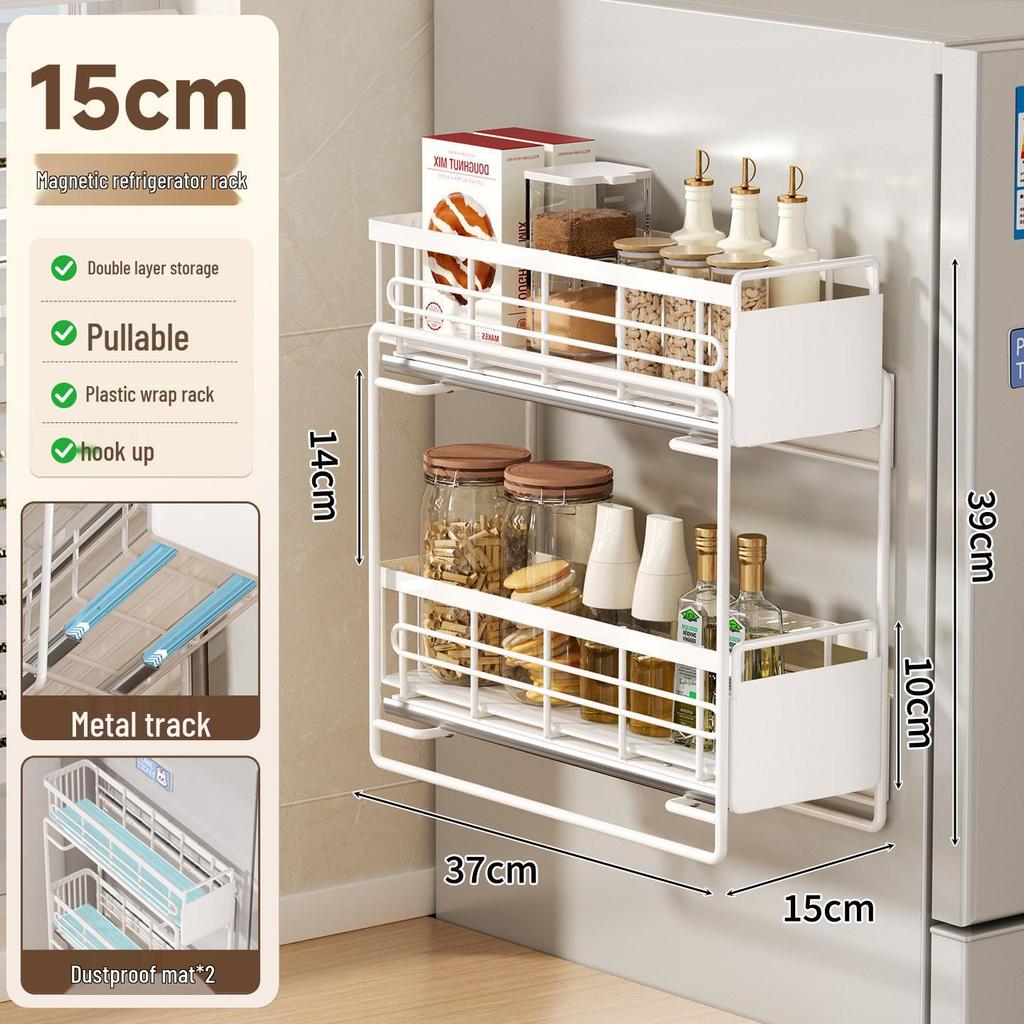 Magnetic Pull-Out Multi-Functional Spice Rack for Refrigerator Door