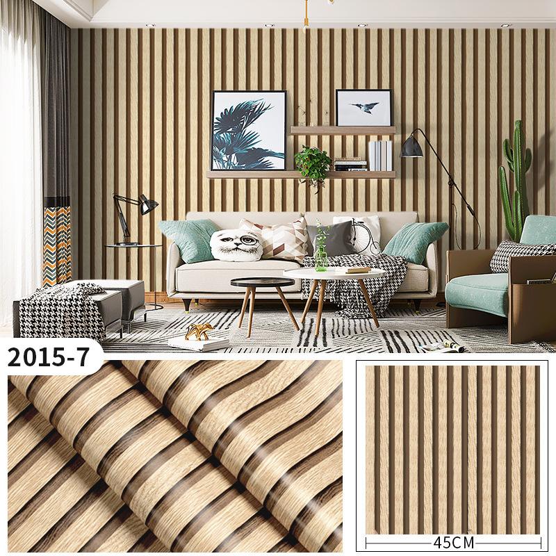45cm*10m Self-Adhesive PVC Waterproof Peel & Stick 3D Striped Panels Wood Grain Wallpaper Furniture Accent Walls & Home Renovation Decor