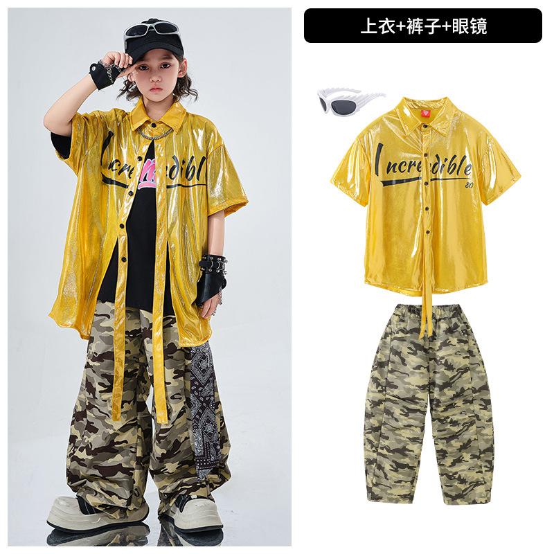Children'S Hip-Hop Trendy Clothes Boys' Hip-Hop Fried Street Hiphop Performance Clothes Are Trendy And Cool Children'S Summer Two-Piece Short Sleeves