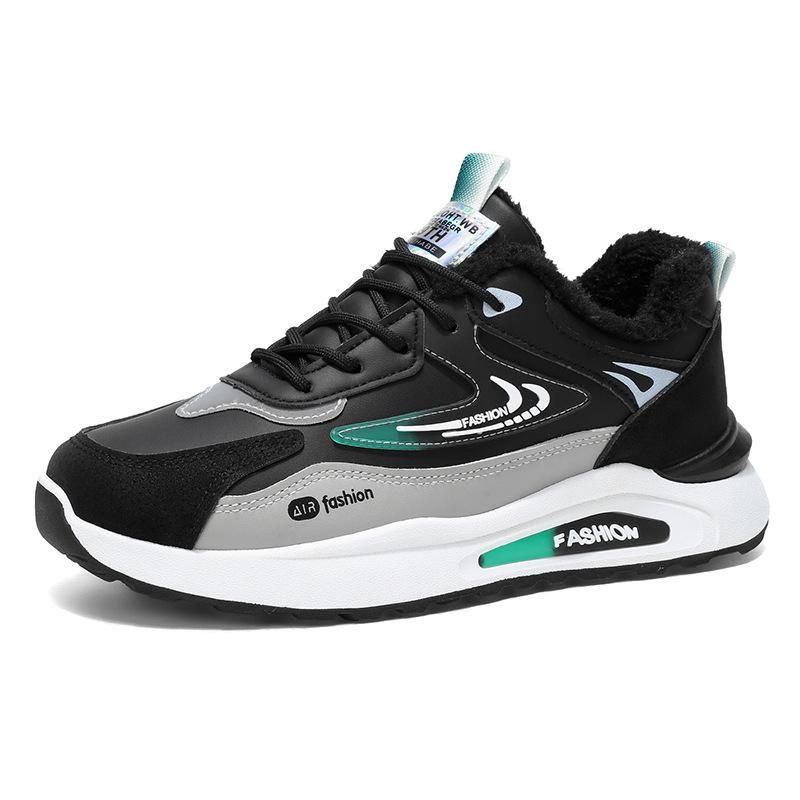 Men's Shoes Winter Velvet Sports Shoes Men's Flow Thickened Warm Cotton Shoes Thick-soled Non-slip Casual Dad Shoes