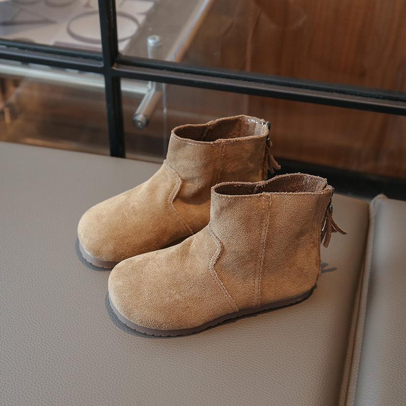 Children's Boots Girls' Ankle Boots Spring and Autumn New Style Girls' ankle Boots Soft-soled Buken Yellow boots