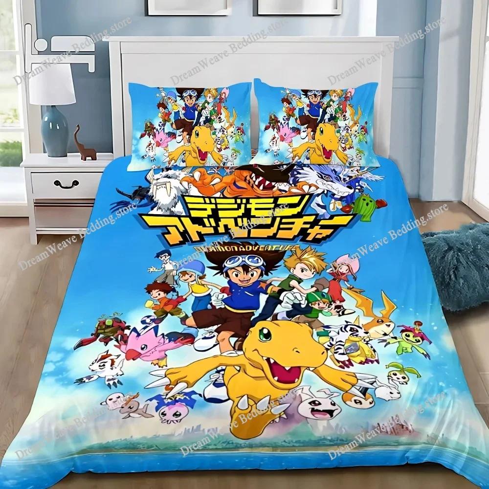 Neues Digimon Bettwäscheset Einzelbett Twin Full Queen King Size Bettwäscheset Erwachsener Kind Schlafzimmer Bettbezug-Sets 3D-Druck Anime Bettlaken-Set