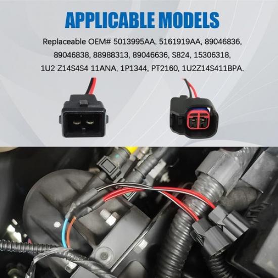 8PCS Fuel Injector Connector, Fuel Injector Plug, 5013995AA 5161919AA Fuel I