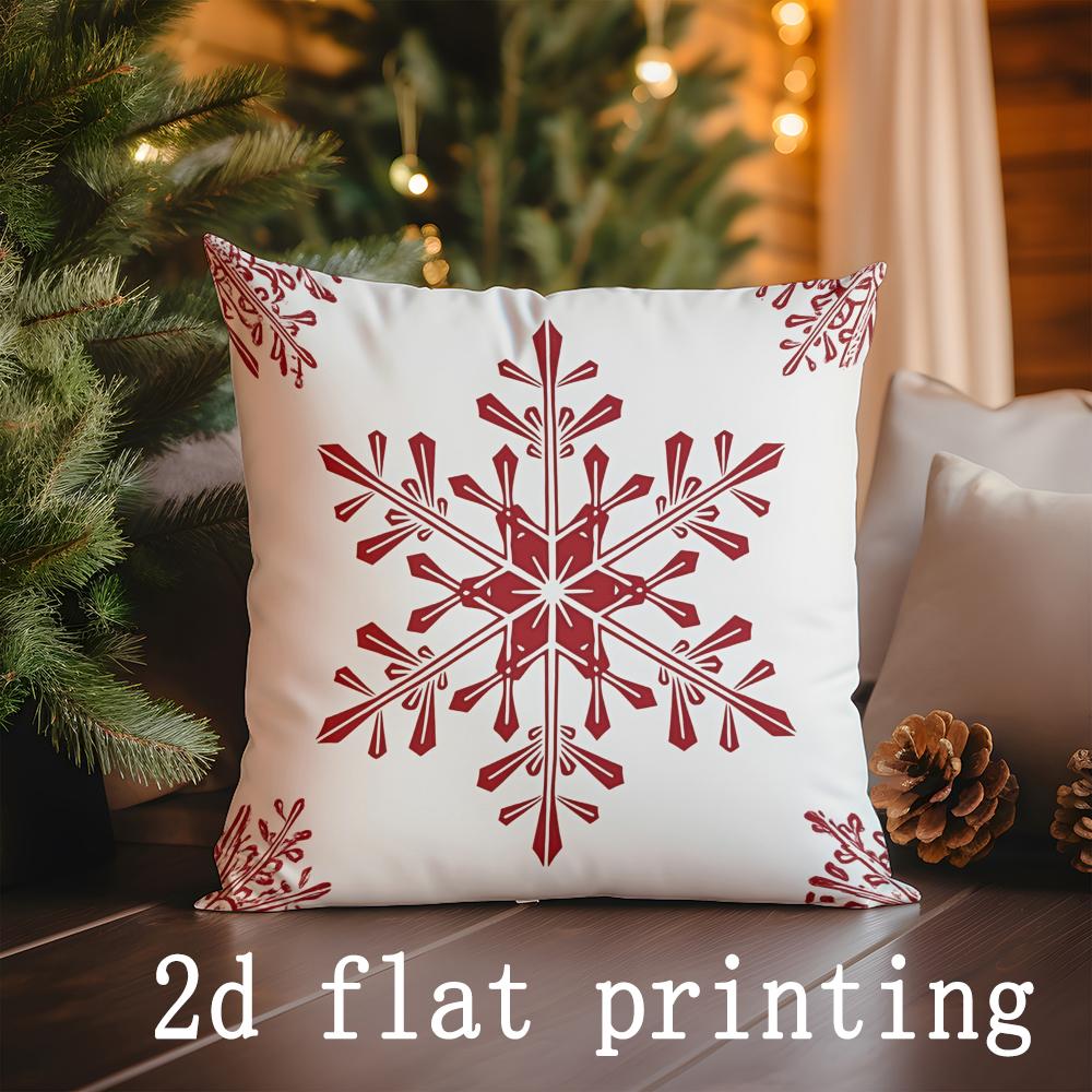 

Home Decor Christmas Tree & Snowflake Pattern Pillow Covers Pattern Cushion Cover Suitable for Sofa Bedroom Car Pillow Cover 16x16Inch