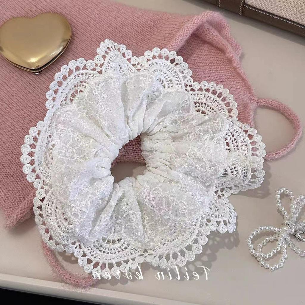 2025 Stylish Handmade Double Layer Lace Trim Lolita Hair Tie