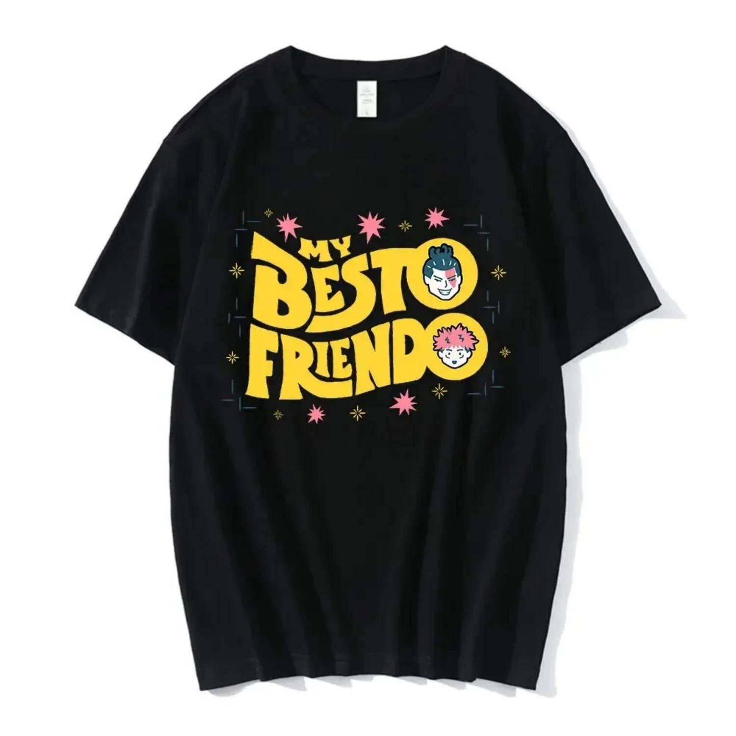 

Women Men T-Shirt Jujutsu Kaisen My Besto Friendo Todo Aoi Novelty 100% Cotton Tee Shirt Anime T-shirts O Neck Oversized T-shirt S чёрный