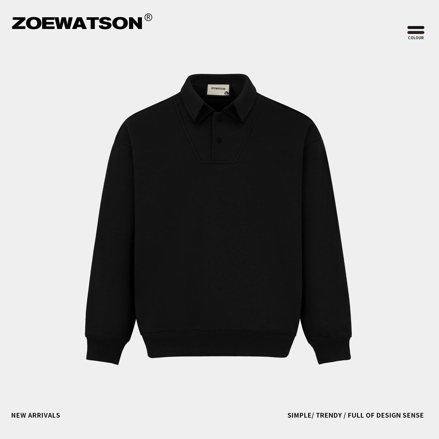 Men s American Retro Fleece-Lined Polo Neck Hoodie - Heavyweight, Warm, Trendy Pullover for Winter Medium